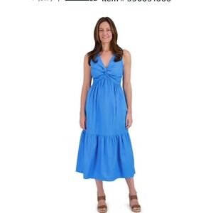 French Connection NWT Adriatic Blue Twist Front Cotton Midi Dress XL, XXL